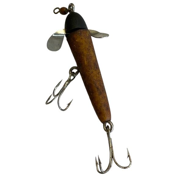 Devon Style Fishing Lure Wood Vintage Spinner Troller Prop Bait - Picture 2 of 4